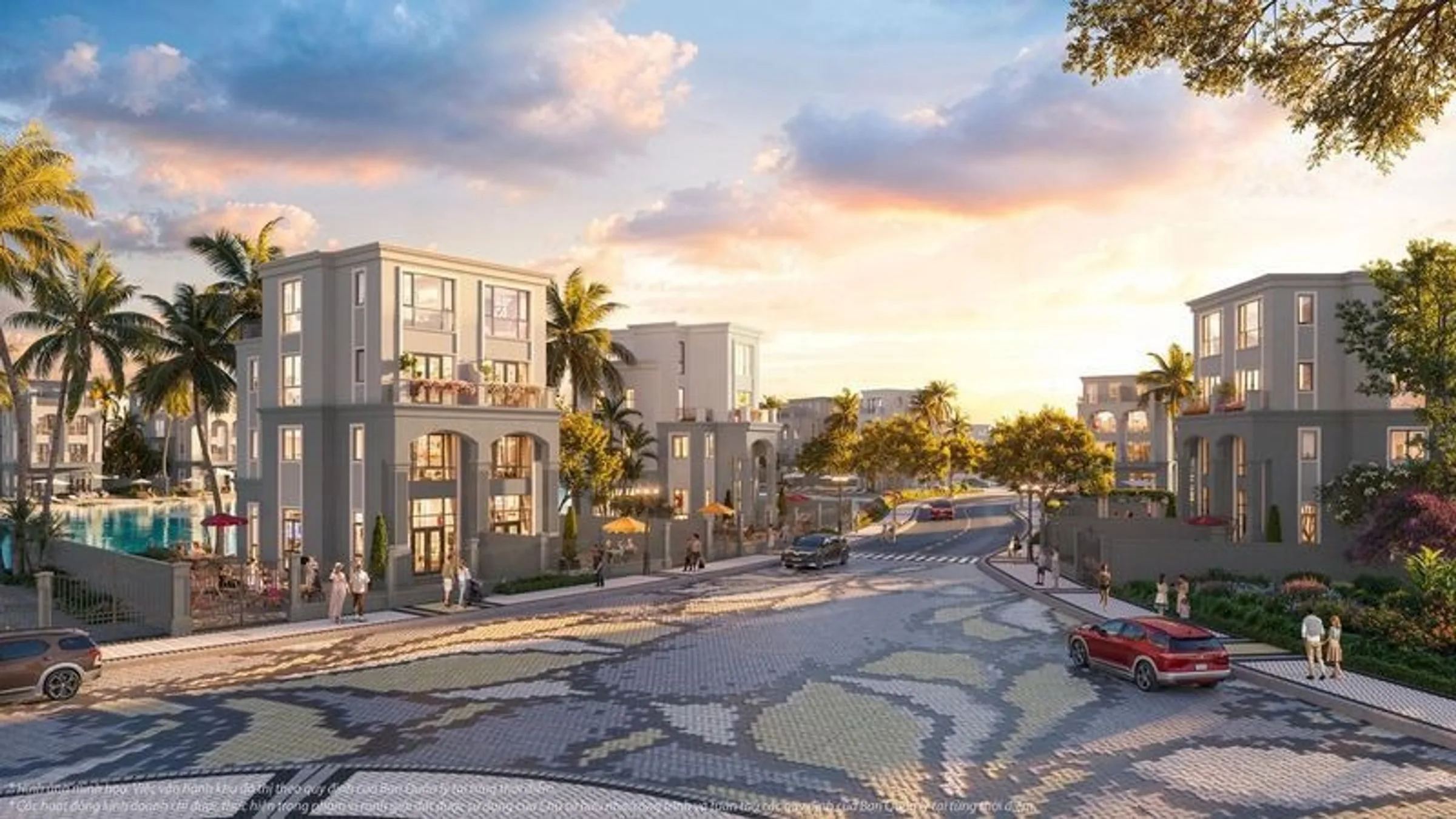 Đường dạo nội khu Royal Riverside gần học viện cưỡi ngựa Vinhomes Vũ Yên