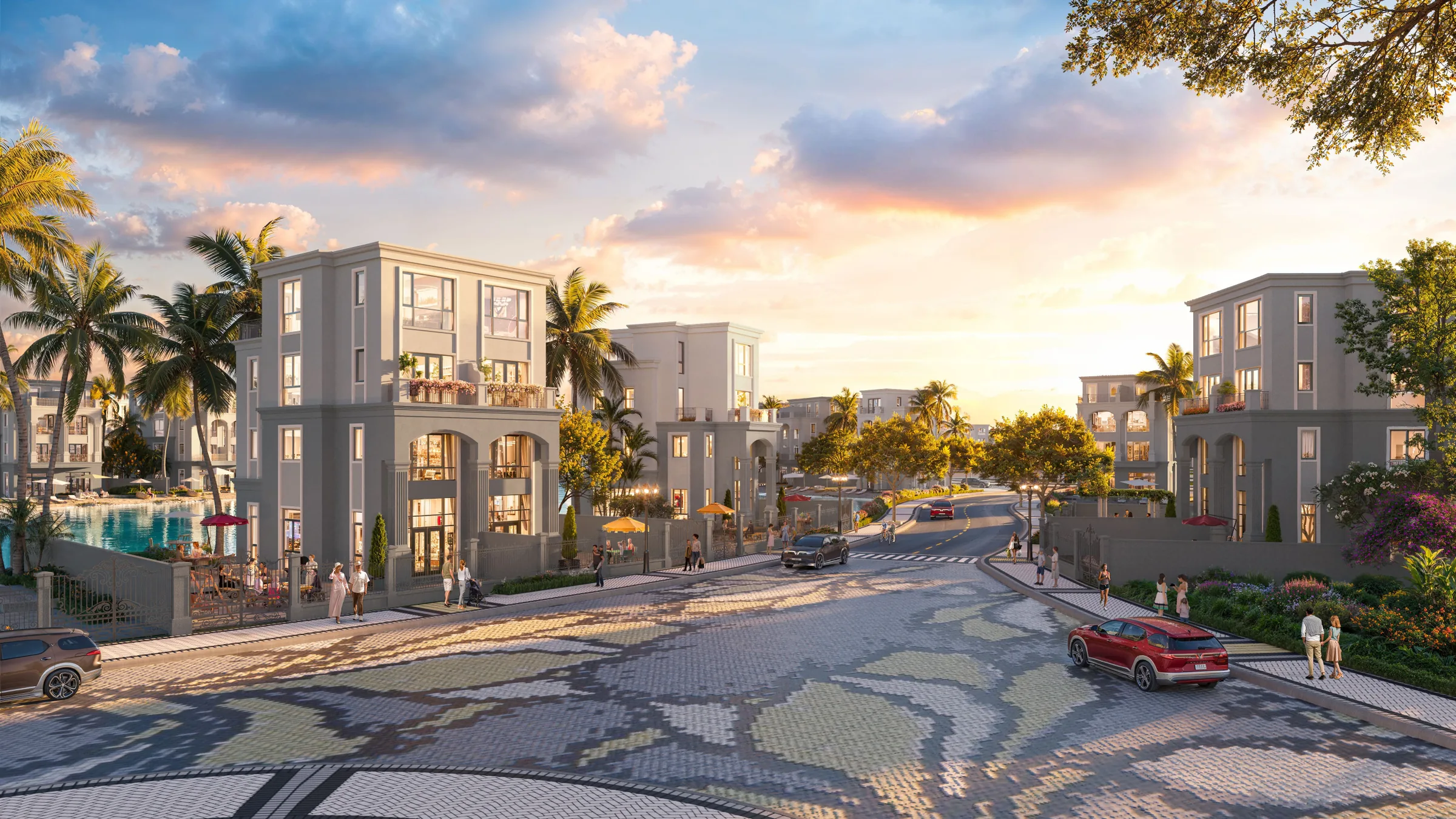 Đường dạo trước dãy biệt thự – Vinhomes Vũ Yên, Hải Phòng