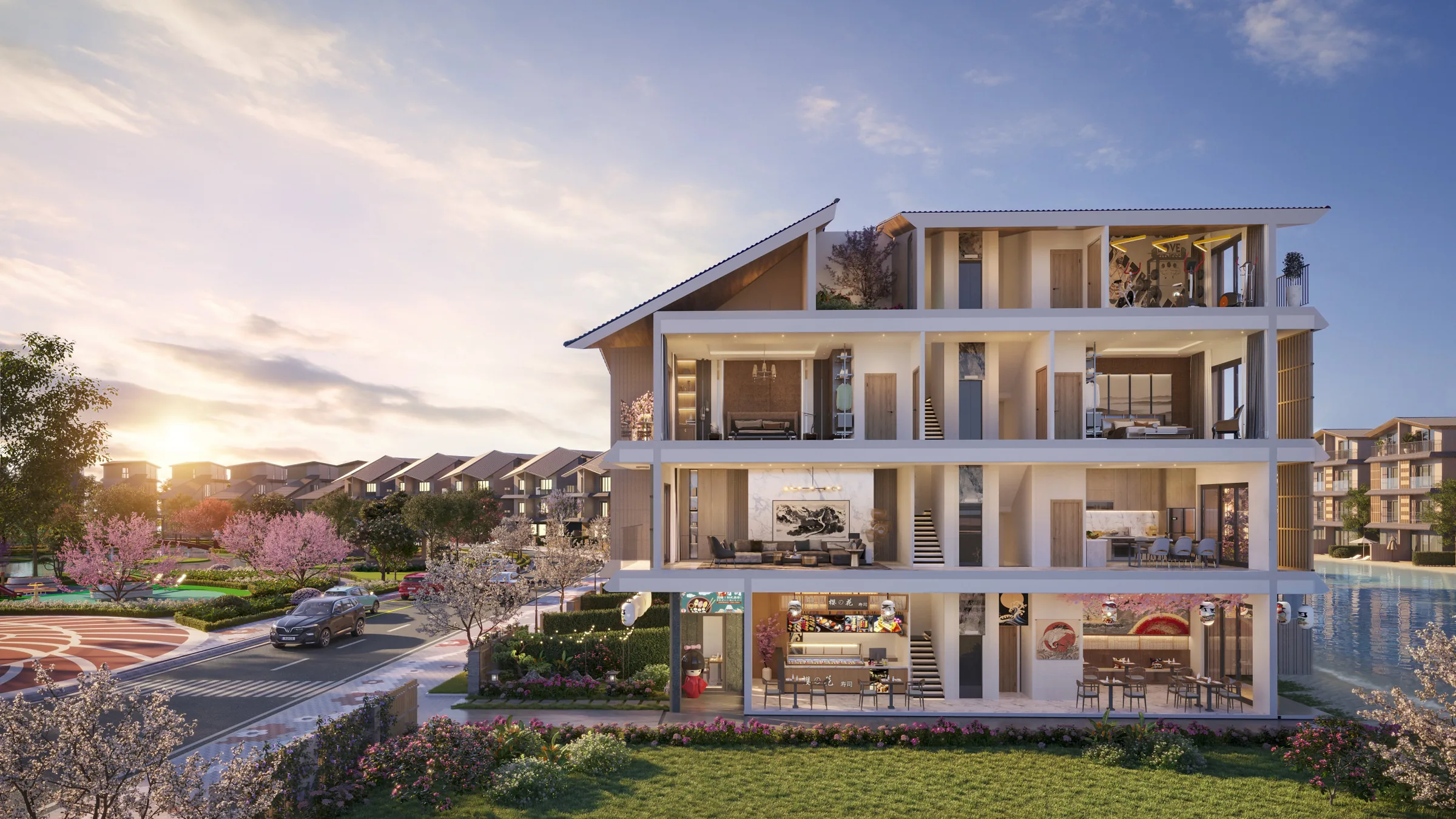 Mặt cắt biệt thự Khu Miyabi, Vinhomes Vũ Yên, Hải Phòng